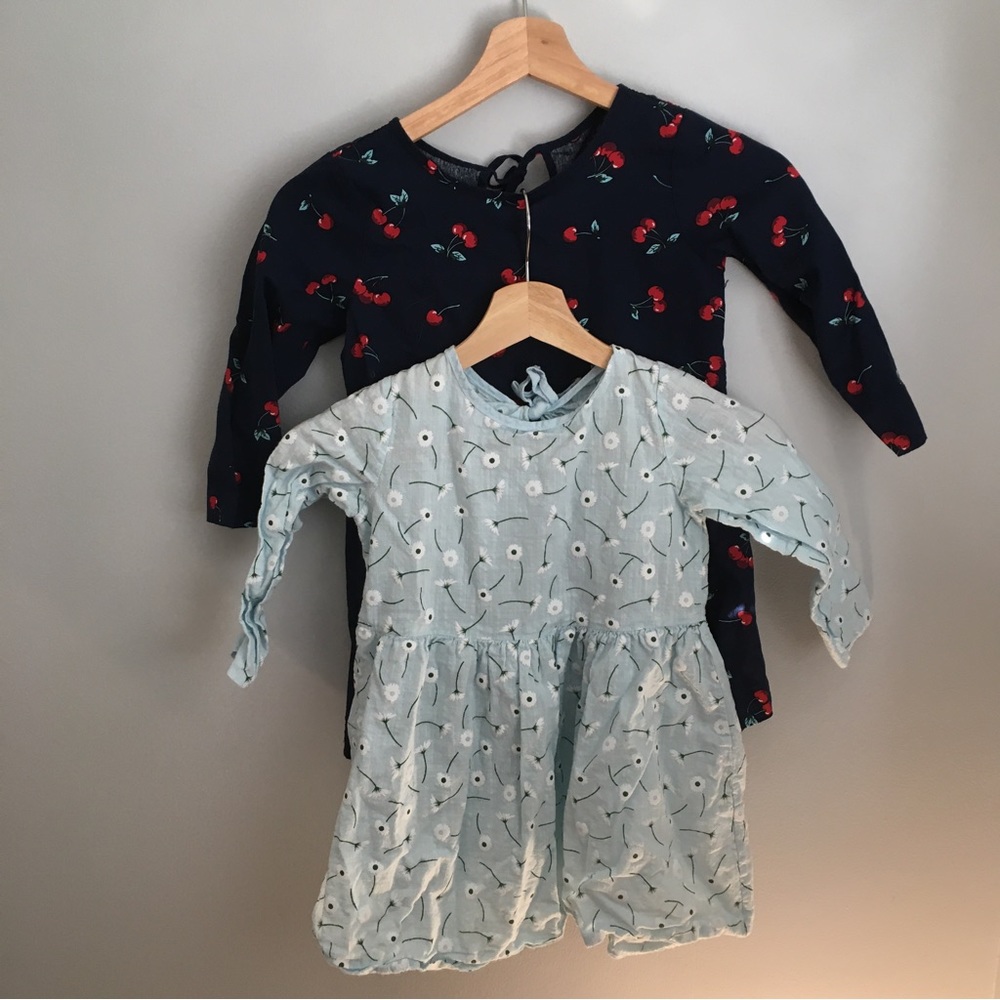 2-pack 5T woven cotton dresses cherries and flowers
